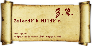Zelenák Milán névjegykártya