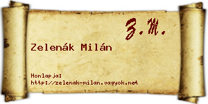 Zelenák Milán névjegykártya